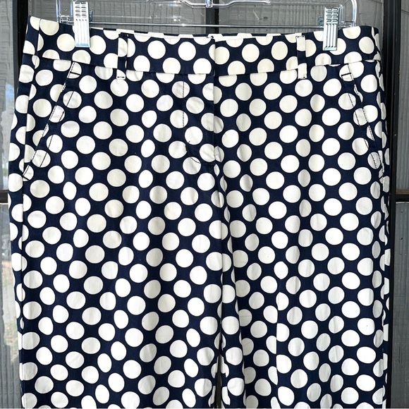 J. Crew “stretch” ankle pants, City Fit style, navy blue with white polka dots - Picture 2 of 11